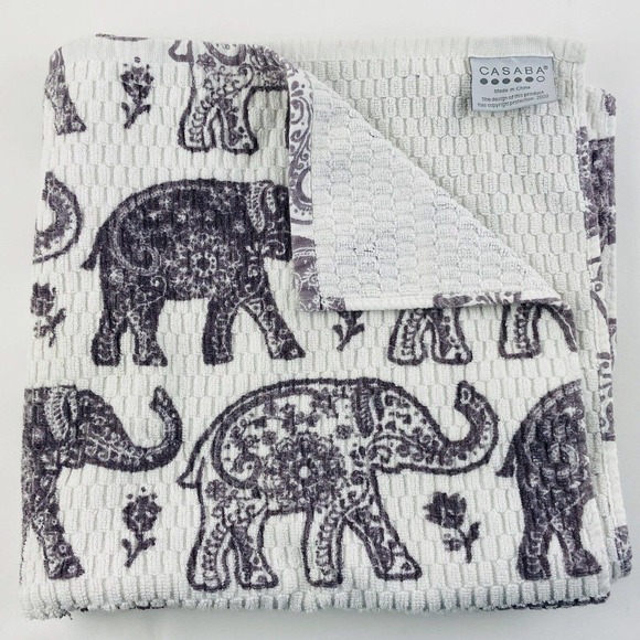 Casaba Other - Casaba 100% Cotton Bath Beach Towel Elephants Grey Gray Mandala 2002 Embelishmen